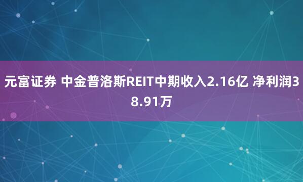 元富证券 中金普洛斯REIT中期收入2.16亿 净利润38.91万