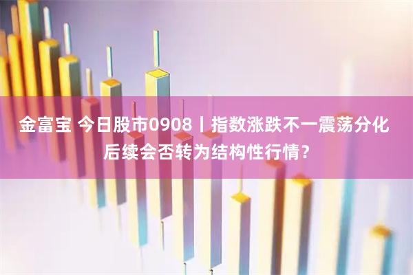 金富宝 今日股市0908丨指数涨跌不一震荡分化 后续会否转为结构性行情？