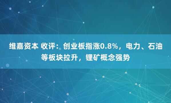 维嘉资本 收评：创业板指涨0.8%，电力、石油等板块拉升，锂矿概念强势